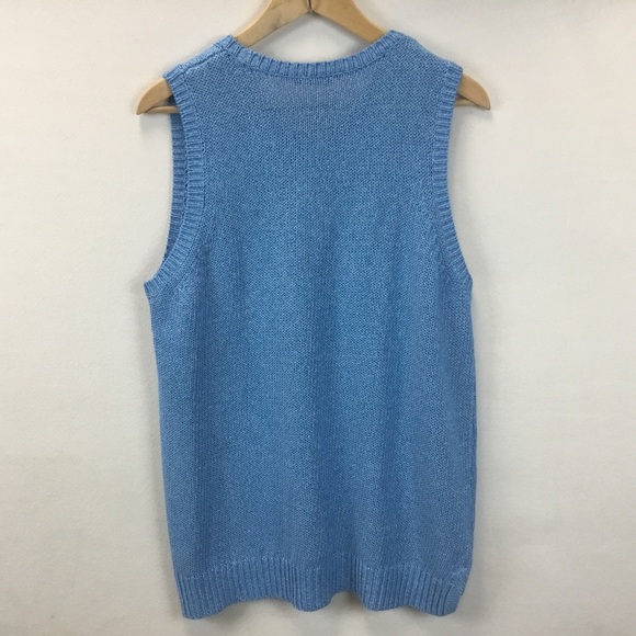 J. Mclaughlin Blue Alto Knit Sleeveless Sweater Vest Preppy Costal - Picture 2 of 7